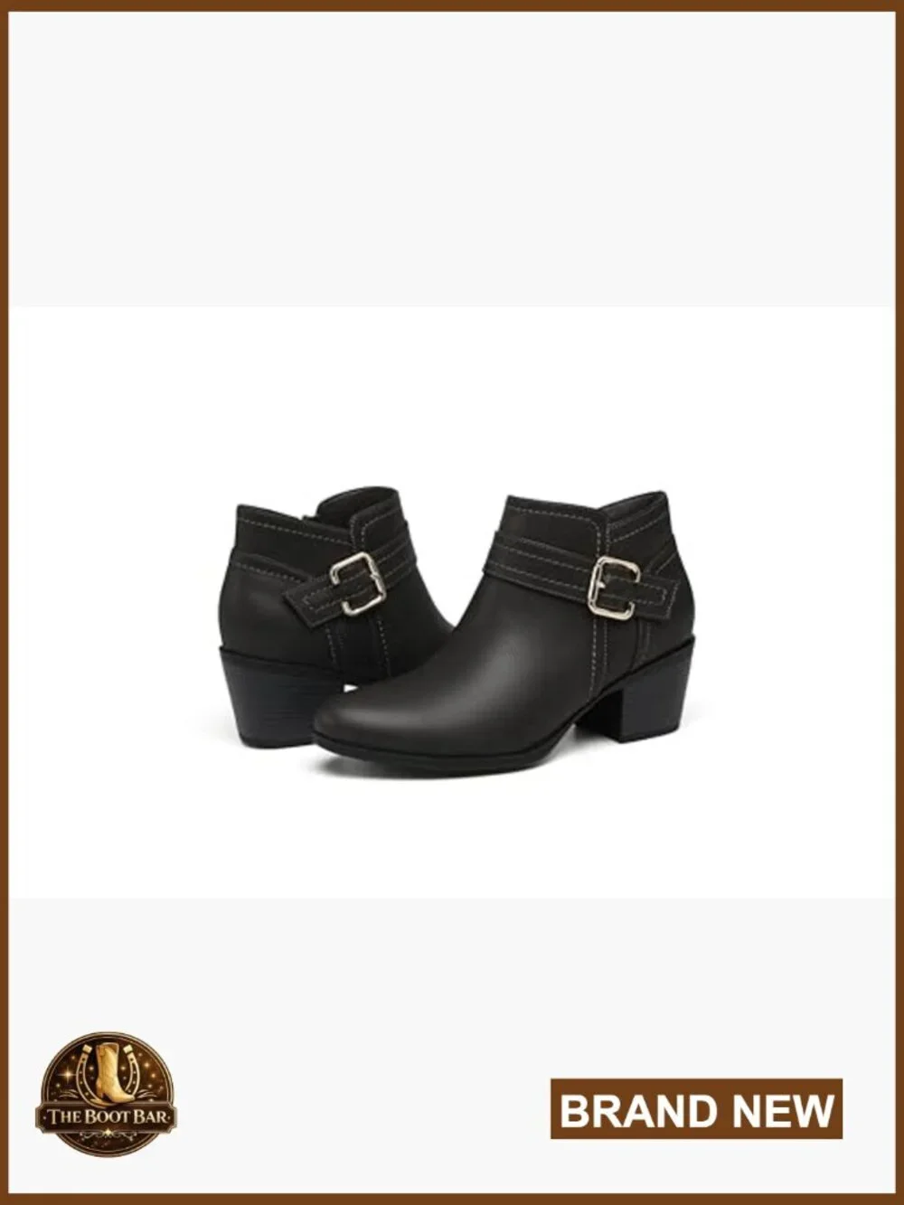 Women's Chunky Heel Ankle Boots Side Zipper Western Booties Comfortable